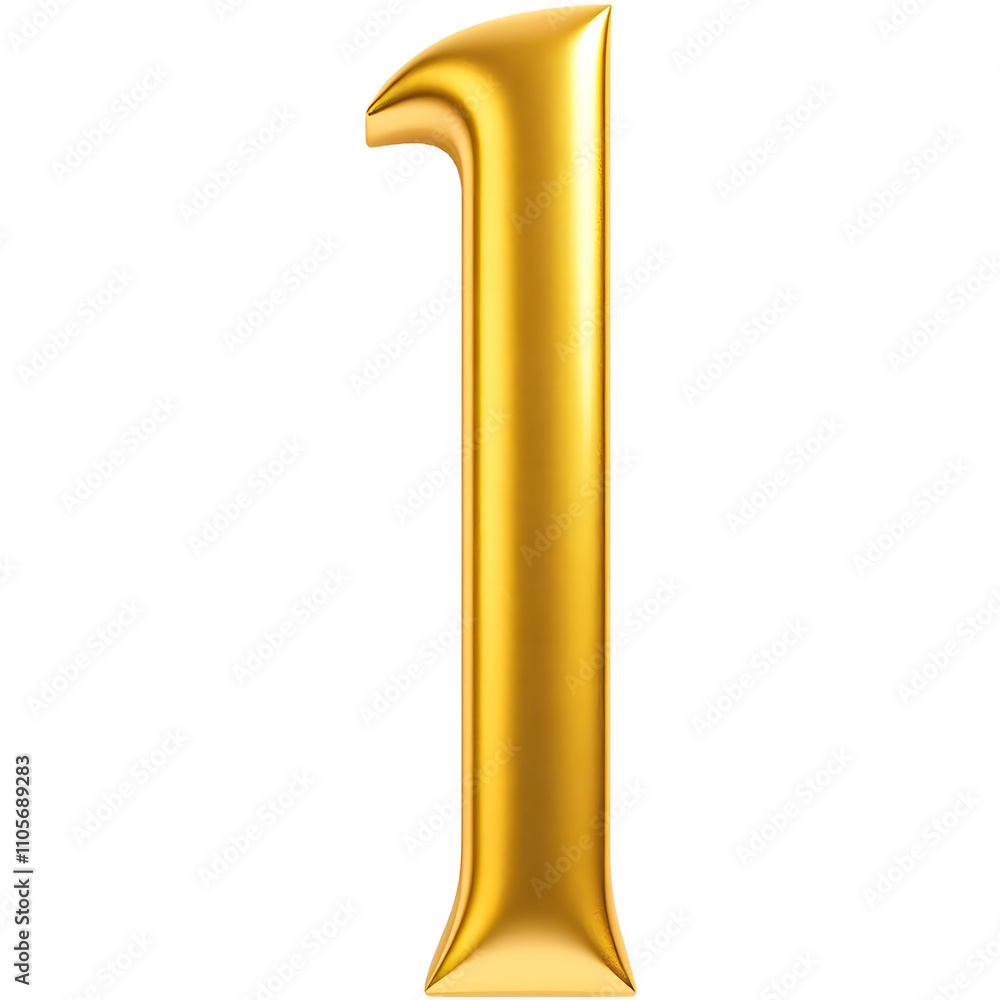 A large, glossy, solid gold number A large, glossy, solid gold number