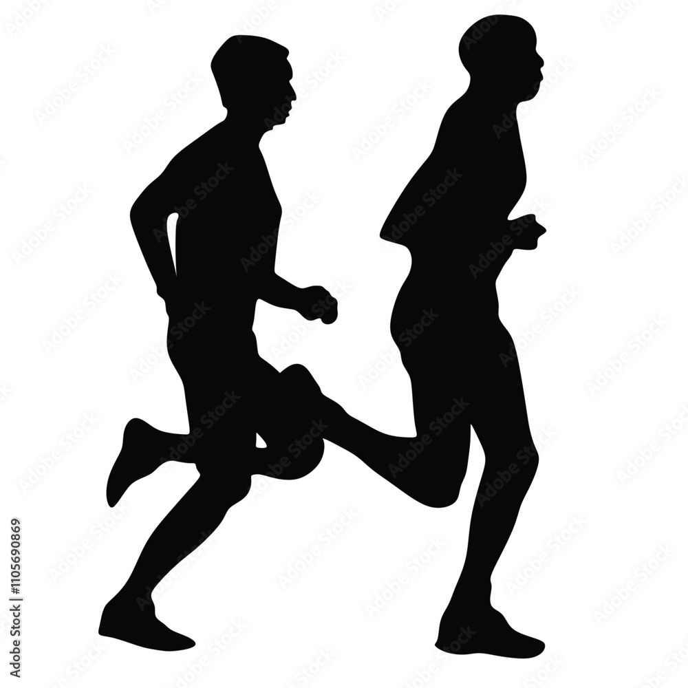Man running / sprinting silhouette flat vector icon for exercise apps and websites Man running / sprinting silhouette flat vector icon for exercise apps and websites