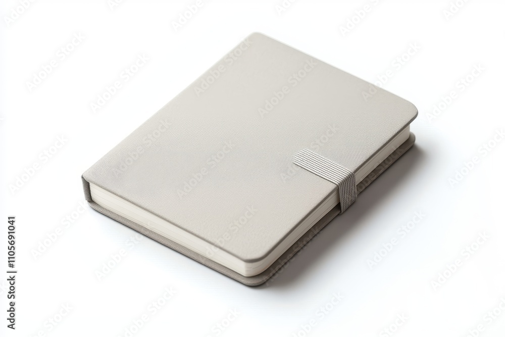 Gray notepad with elastic band and hardcover isolated on white background Gray notepad with elastic band and hardcover isolated on white background