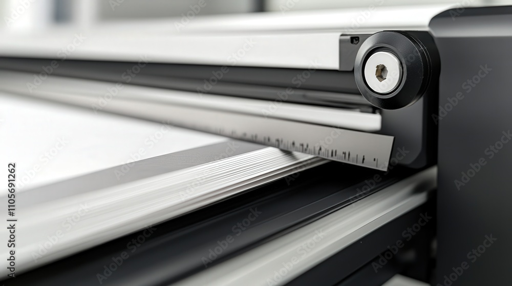 A guillotine paper cutter with a built-in paper clamp, providing stability and precision when cutting multiple sheets at once. A guillotine paper cutter with a built-in paper clamp, providing stability and precision when cutting multiple sheets at once.