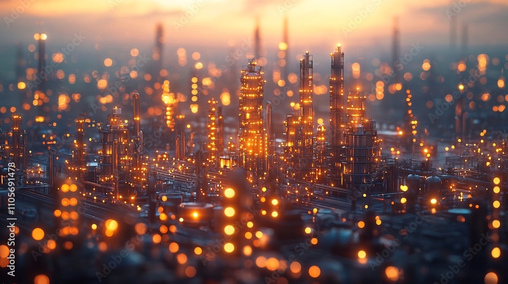 Fototapeta premium Futuristic Industrial System Monitoring Interconnected Factory Network with Holographic Data Visualization