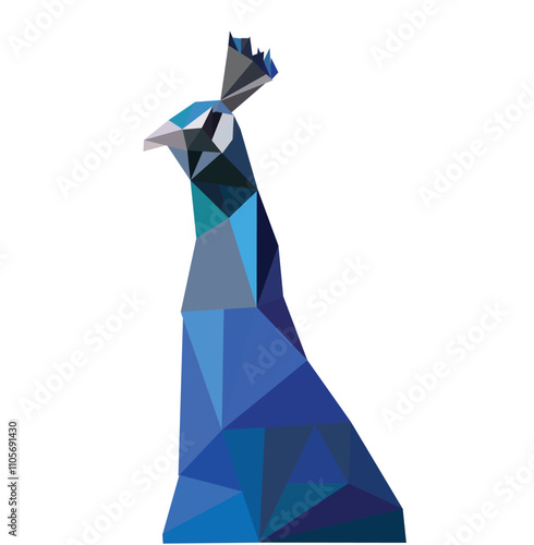 Peacock in Polygonal Low Poly. Peacock Bird Animal in Icon in abstract Vector. Vector abstract of Peacock