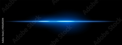 Blue laser light. Thin horizontal beam, soft glowing effect, intense blue illumination, futuristic design, minimalistic light streak, energy pulse, modern lighting decor.