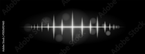White pulse wave. Dynamic glowing waveform, sharp spikes, futuristic light design, energy signal, abstract illumination, modern decor, minimalistic visual effect