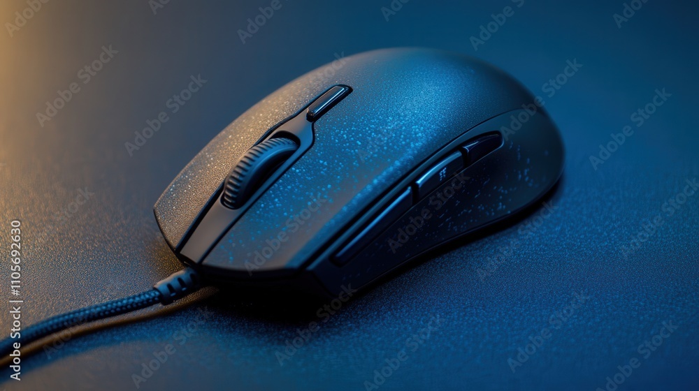A high-performance optical mouse with a textured grip for enhanced control during intense tasks. A high-performance optical mouse with a textured grip for enhanced control during intense tasks.