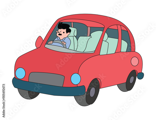 A boy drive a car vector illustration
