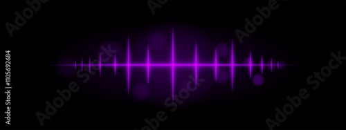 Purple pulse wave. Dynamic glowing waveform, sharp spikes, futuristic light design, energy signal, abstract illumination, modern decor, minimalistic visual effect