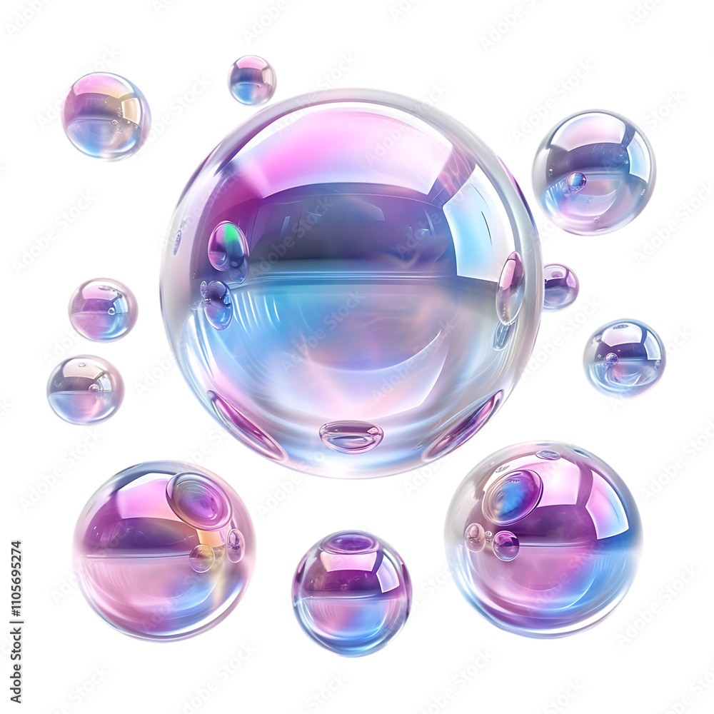 Iridescent Soap Bubbles - 3D Render - Transparent PNG Iridescent Soap Bubbles - 3D Render - Transparent PNG