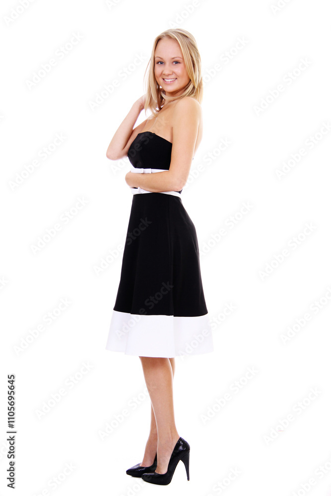 Portrait of a young beautiful blonde girl in a black dress Portrait of a young beautiful blonde girl in a black dress