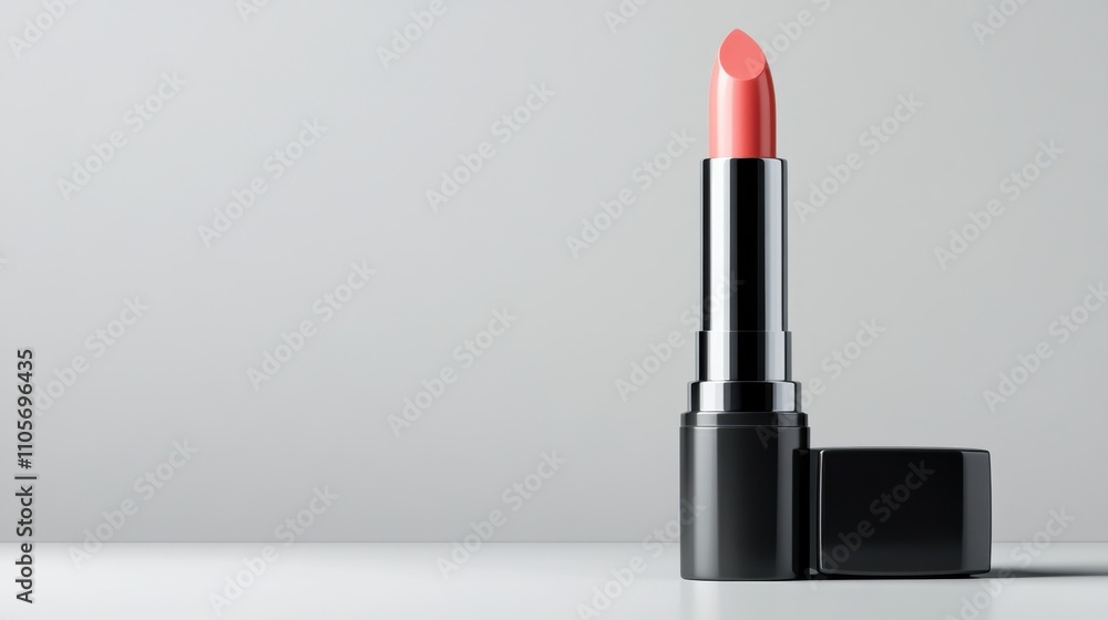 Elegant coral lipstick on minimalist background Elegant coral lipstick on minimalist background