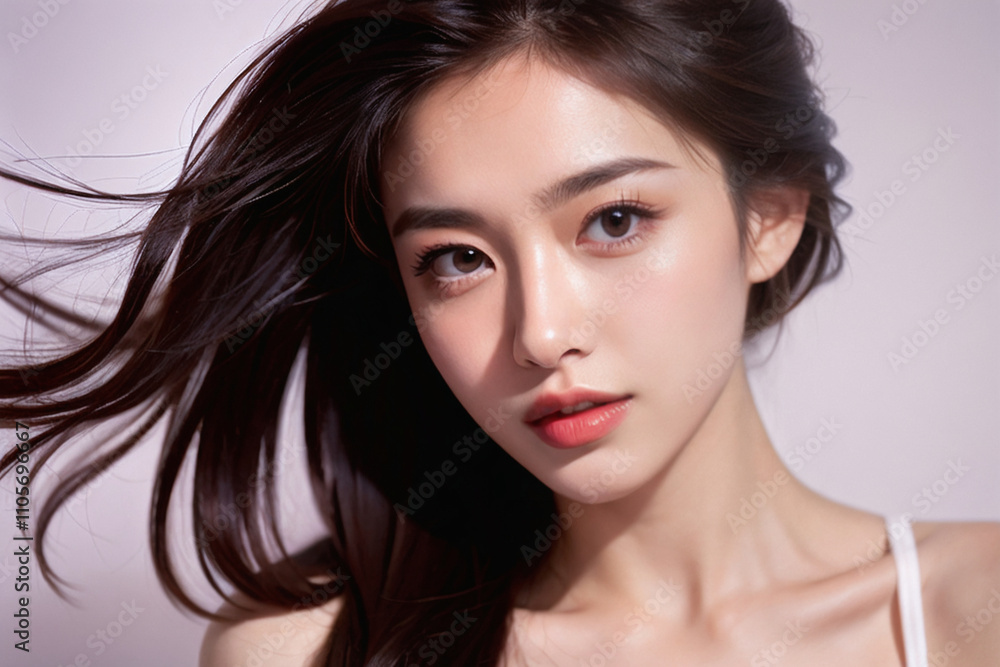 Beauty portrait of a beautiful young woman with glowing skin. Beautiful real face, beauty image.輝く肌を持つ美しい若い女性のビューティーポートレート。美しい素顔、美容イメージ。 Beauty portrait of a beautiful young woman with glowing skin. Beautiful real face, beauty image.輝く肌を持つ美しい若い女性のビューティーポートレート。美しい素顔、美容イメージ。