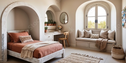 Modern Minimalist Bedroom with Earthy Tones and Natural Light