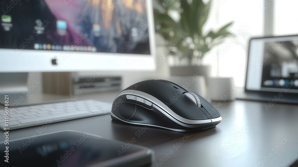 A multi-device mouse that can seamlessly switch between three connected devices. A multi-device mouse that can seamlessly switch between three connected devices.
