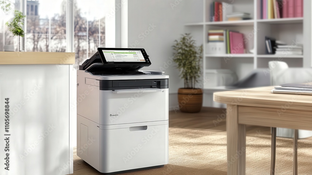A multifunction photocopier with cloud printing capability, allowing users to print directly from their smartphones, tablets, A multifunction photocopier with cloud printing capability, allowing users to print directly from their smartphones, tablets,
