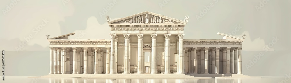 Obraz premium Detailed 3D model of a famous historical building like the Parthenon or the Taj Mahal