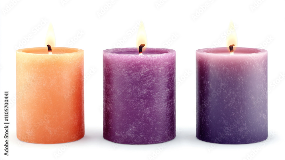 Candles set isolated on a white background Candles set isolated on a white background