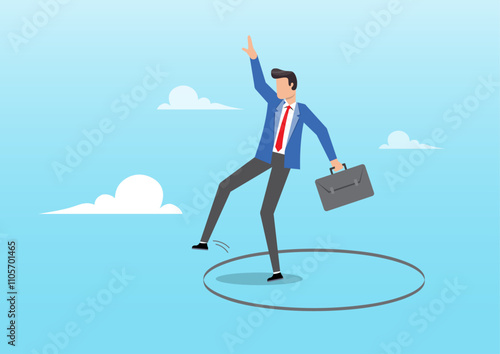 Brave businessman step out of comfort circle for new success