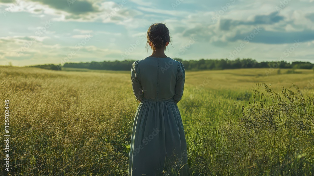 Woman in a Field at Sunset Woman in a Field at Sunset
