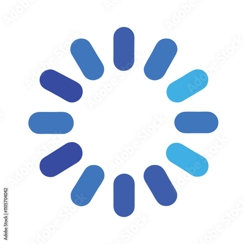 A blue circle with blue and white dots is displayed. The blue dots are evenly spaced around the circle, creating a sense of movement and progression