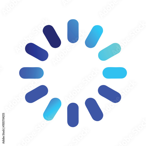 A blue circle with blue and white dots is displayed. The blue dots are evenly spaced around the circle, creating a sense of movement and progression
