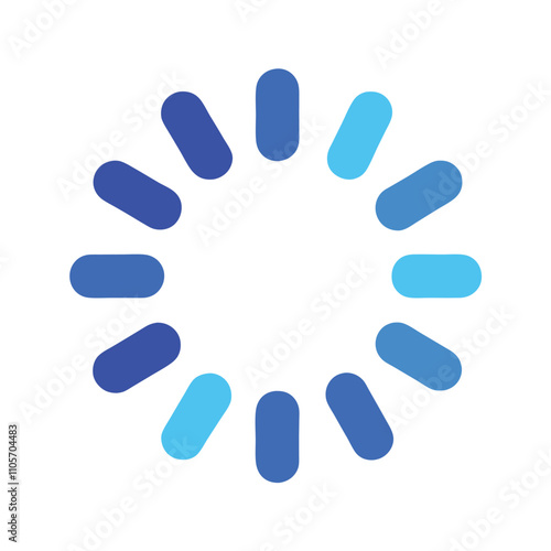 A blue circle with blue and white dots is displayed. The blue dots are evenly spaced around the circle, creating a sense of movement and progression