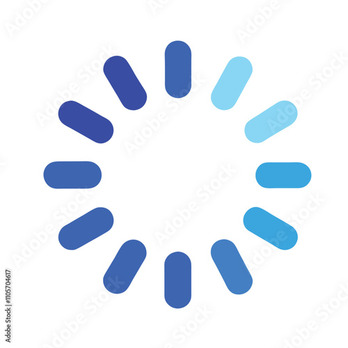 A blue circle with blue and white dots is displayed. The blue dots are evenly spaced around the circle, creating a sense of movement and progression