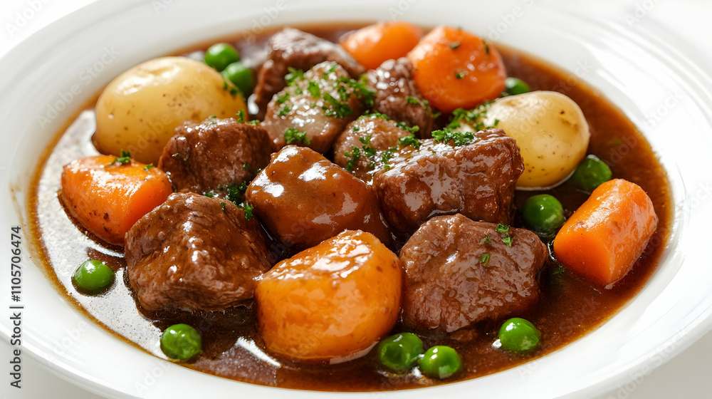 Beef Stew with Potatoes, Carrots and Peas - Photo Beef Stew with Potatoes, Carrots and Peas - Photo