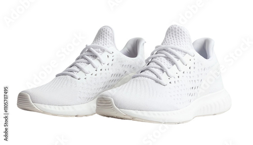 Modern White Athletic Sneakers on transparent Background photo