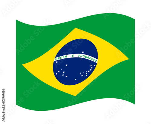 Brazil flag icon. Drapeau du Brésil. The flag of Brazil. Flag icon vector illustration on white background.