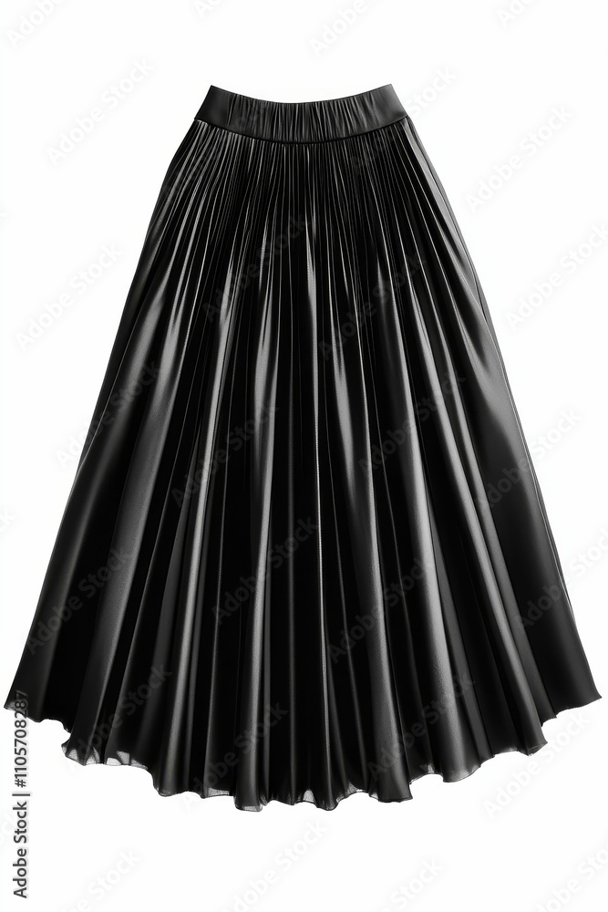 Black pleated midi skirt, smooth fabric. Black pleated midi skirt, smooth fabric.