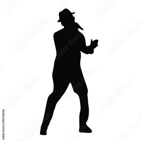 Man singer silhouette, man singing on mic, singer singing silhouette, vocalist singing to microphone
