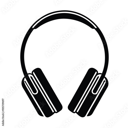 A pair of headphones with a black color. The headphones are placed on a white background. The headphones are positioned in a way that they look like they are being worn by a person