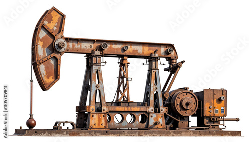 Rustic Oil Pump Jack on transparent Background