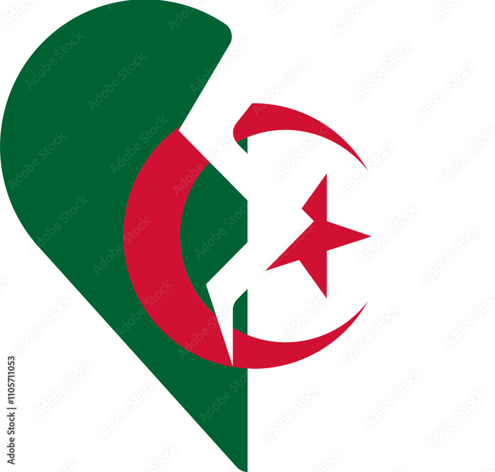 Broken Heart Icon of Algeria Flag Broken Heart Icon of Algeria Flag