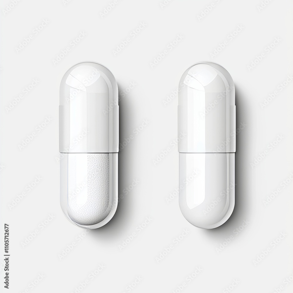 Transparent background with empty pill capsules. Contemporary realistic mockup of a pharmaceutical capsule, medical tablet, antibiotic, or herbal remedy, depicted as a closed clear glass or plastic Transparent background with empty pill capsules. Contemporary realistic mockup of a pharmaceutical capsule, medical tablet, antibiotic, or herbal remedy, depicted as a closed clear glass or plastic