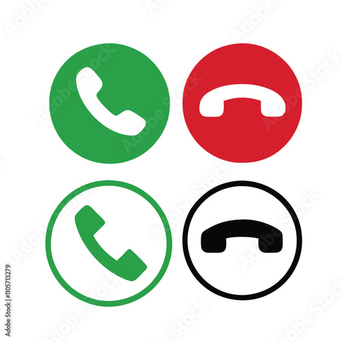 Four different colored icons for a phone call. The first is green, the second is red, the third is yellow, and the fourth is blue