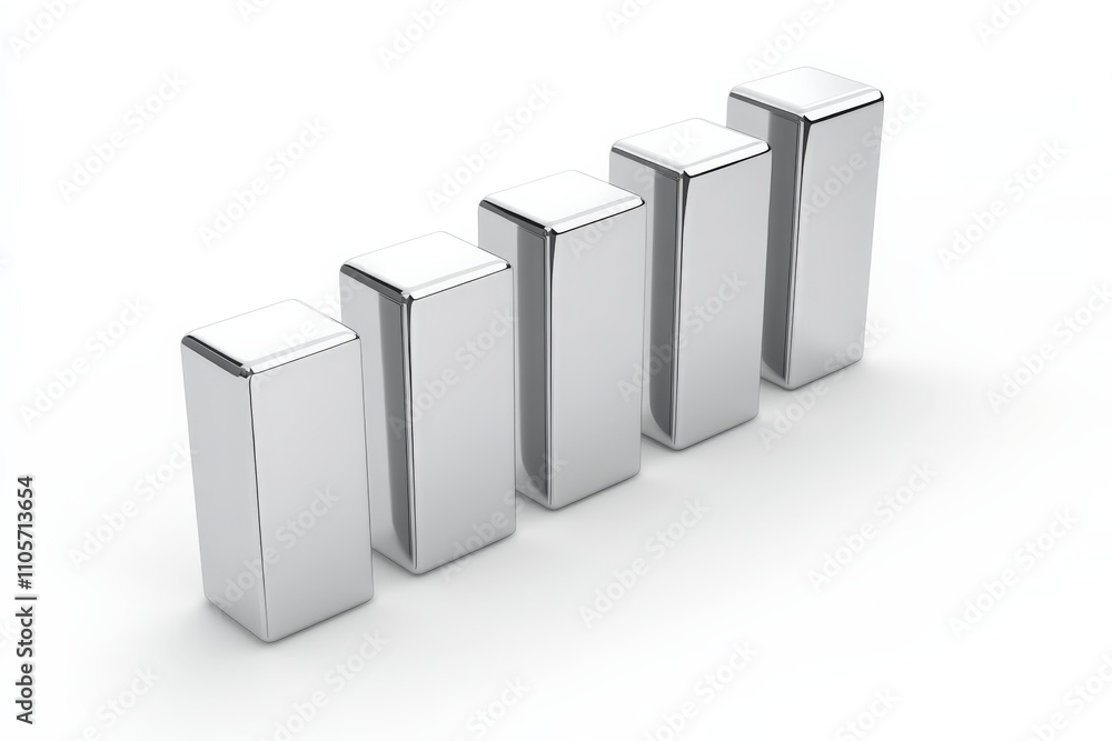 This image portrays a minimalist arrangement of five sleek, silver bar structures, representing strength, unity, and a modern artistic interpretation of balance. This image portrays a minimalist arrangement of five sleek, silver bar structures, representing strength, unity, and a modern artistic interpretation of balance.