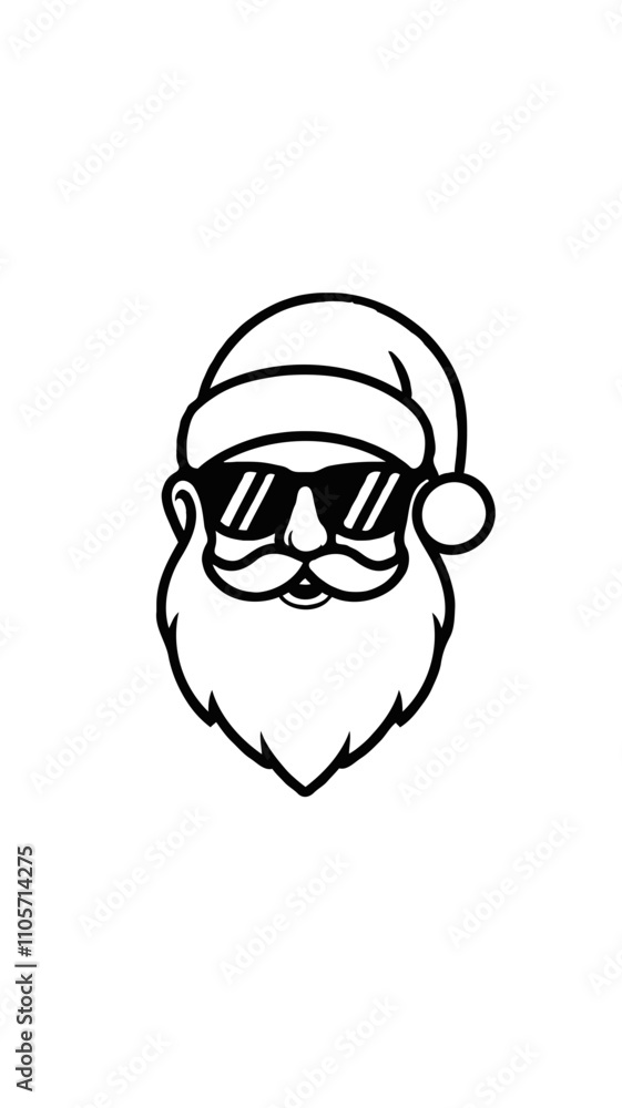 Obraz premium Minimalist Modern Santa Claus Head Logo Generative AI