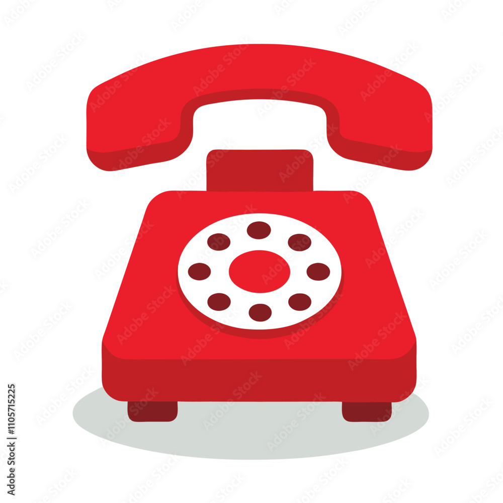 A red phone with a white background. The phone is on the left side of the image