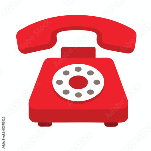 A red phone with a white background. The phone is on the left side of the image