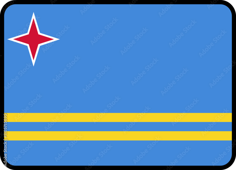 Naklejka premium Aruba Flag Rounded Rectangle Icon