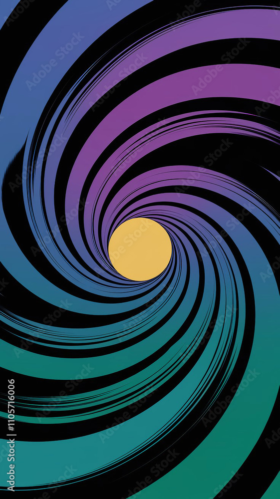 Obraz premium Abstract Swirling Vortex with Central Yellow Circle