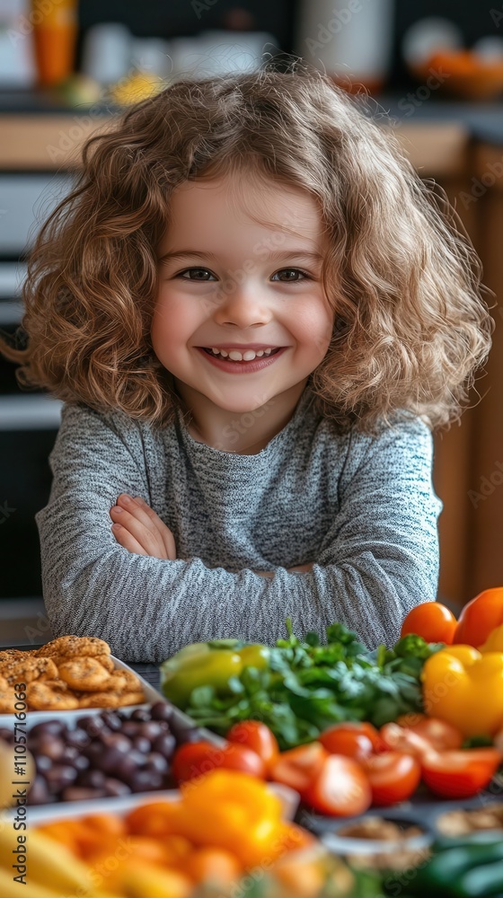 Child learning about healthy snacks with colorful flashcards, fun wellness education, bright tones Child learning about healthy snacks with colorful flashcards, fun wellness education, bright tones
