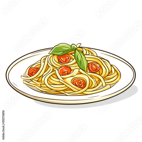 vector Plate of spaghetti . Generative AI