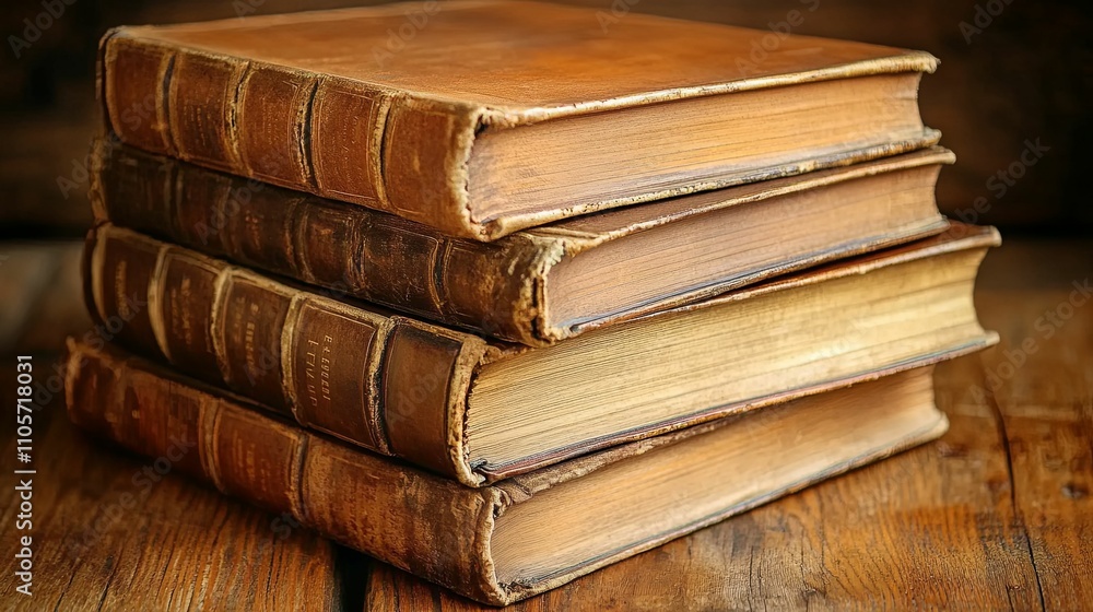 A Stack Of Antique Leather Bound Books A Stack Of Antique Leather Bound Books