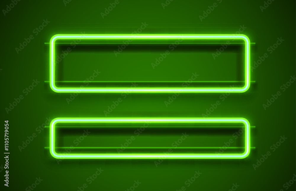 Neon frame, green lamp, black background, line electric. Vector Neon frame, green lamp, black background, line electric. Vector