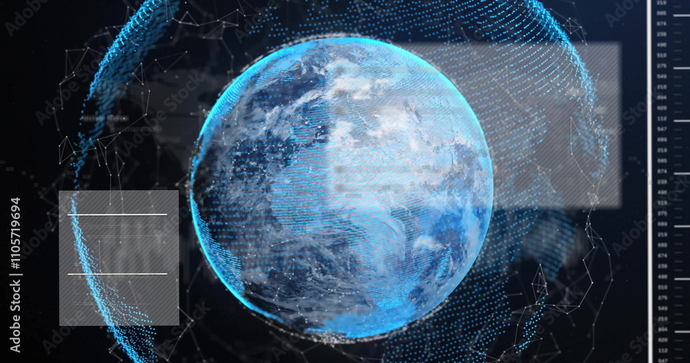Obraz premium Image of data processing over globe