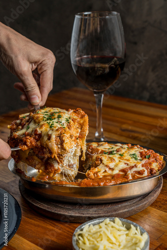 pasta with sauce and gratin cheese ready to eat