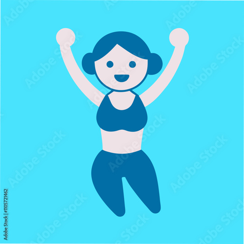 Happy Woman Jumping, Celebrating Fitness, Health, and Joy