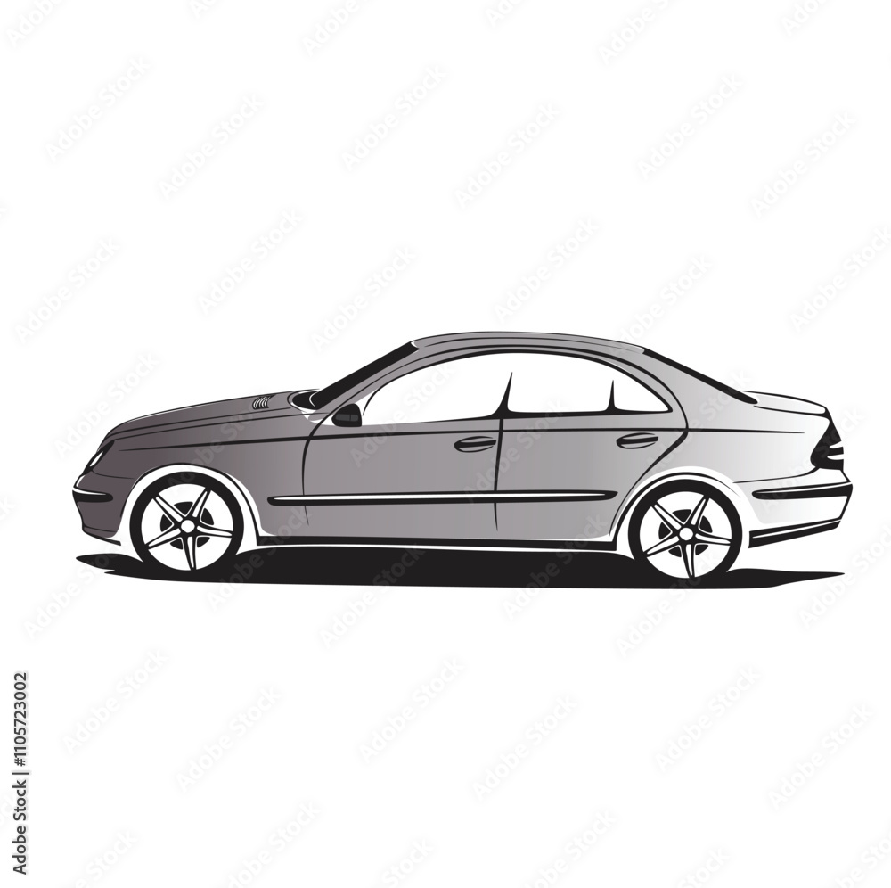 Fototapeta premium Limousine car line art white background line ar outline design